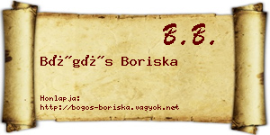 Bögös Boriska névjegykártya